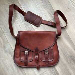 Classic Brown Leather Unisex Bag
